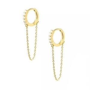 18kt Gold Plated 925 Sterling Silver Double Handcuff Chain Earrings